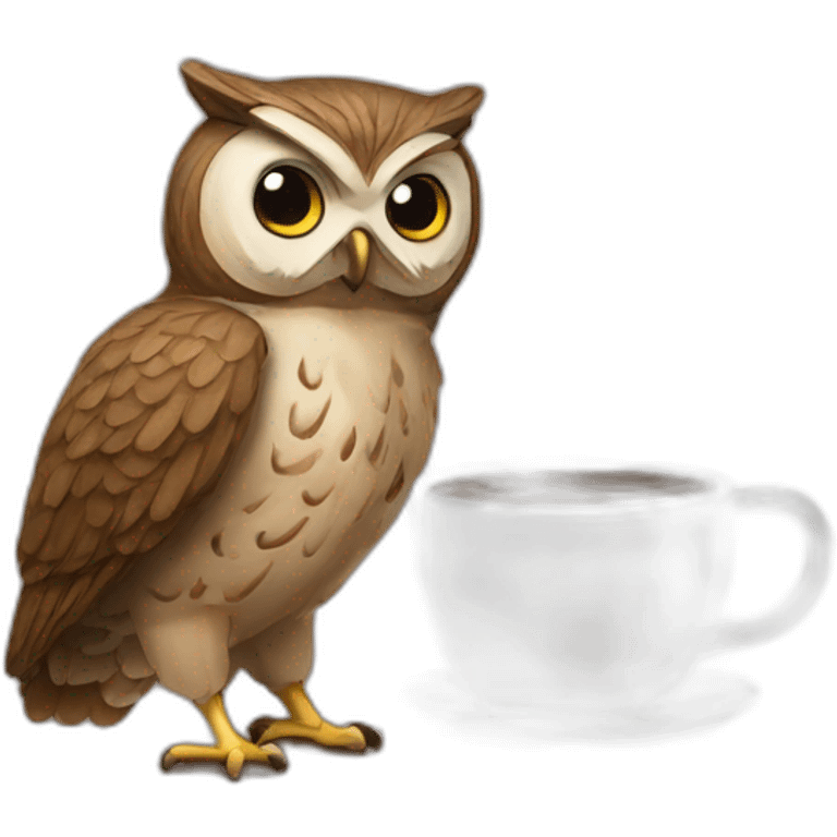 Owl and coffee emoji