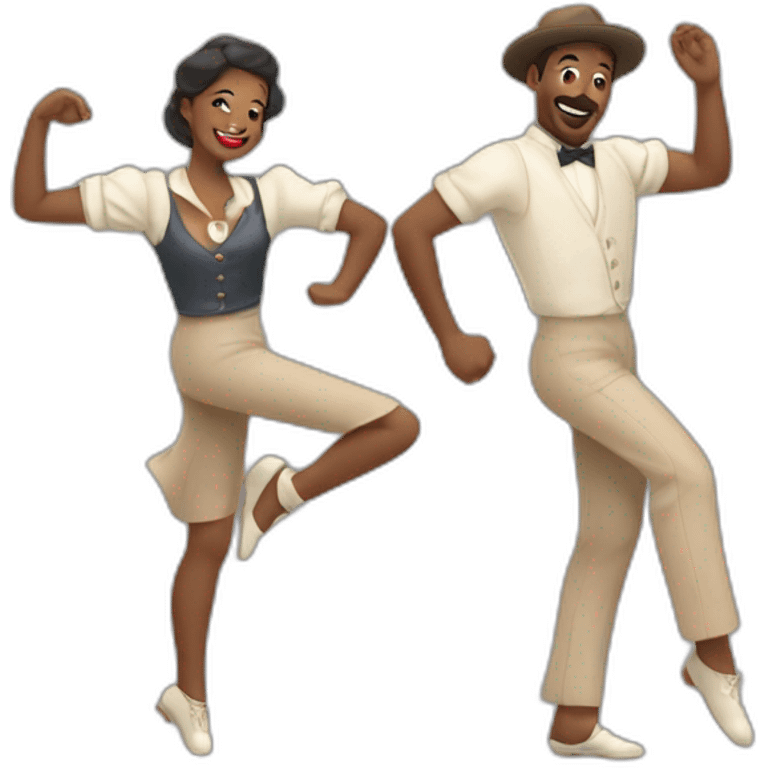 une bretonne en tenue qui danse le lindy hop emoji