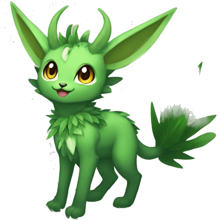 Anthro Shy Shiny Leaves-Grass-Type Fakémon-Sona With Horns Full Body emoji