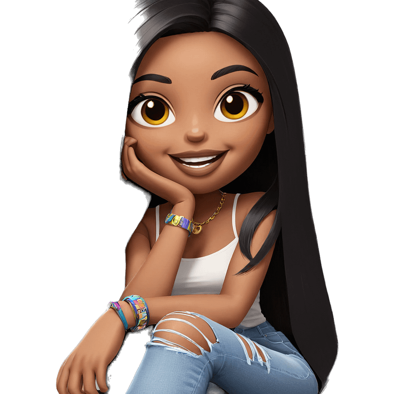 smiling girl with dark skin emoji