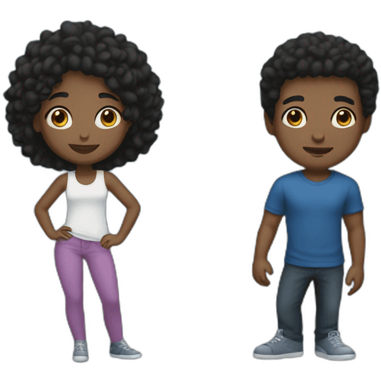 Black men with a girl black hair and blue eus emoji