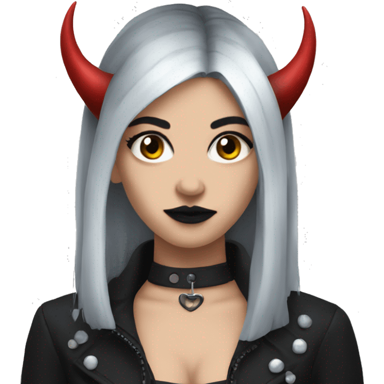 goth girl with devil horns emoji