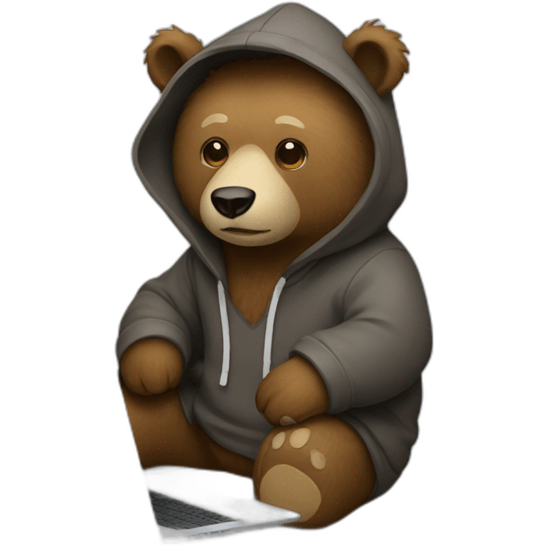 bear with hoodie and a macbook emoji