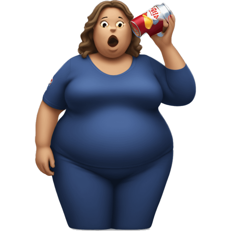 Fat women drinking a can of redbull emoji