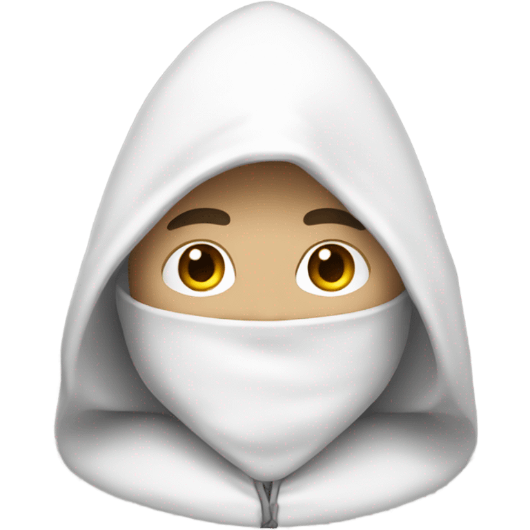 a man in a white costume with a pointy white hood  emoji