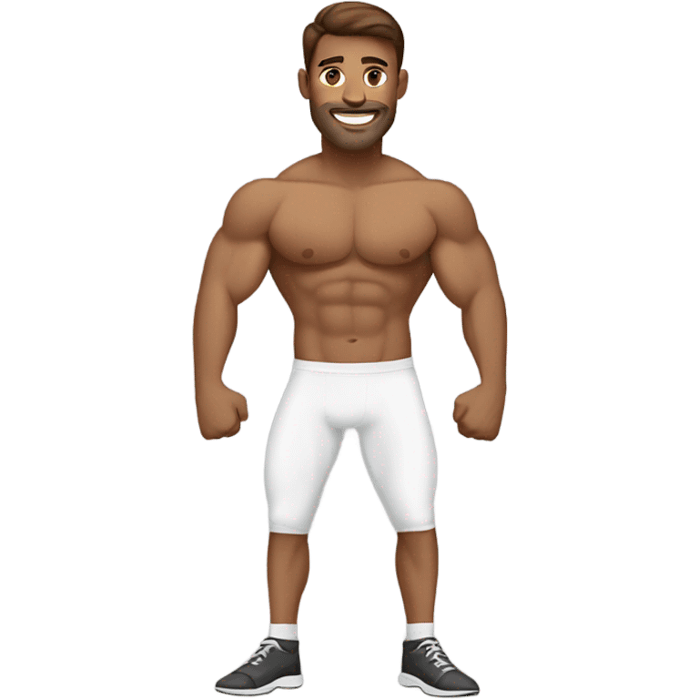 white muscular man with brown hair doing aerobics emoji