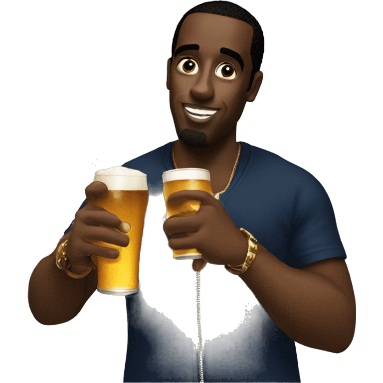 p diddy geting drink beer emoji