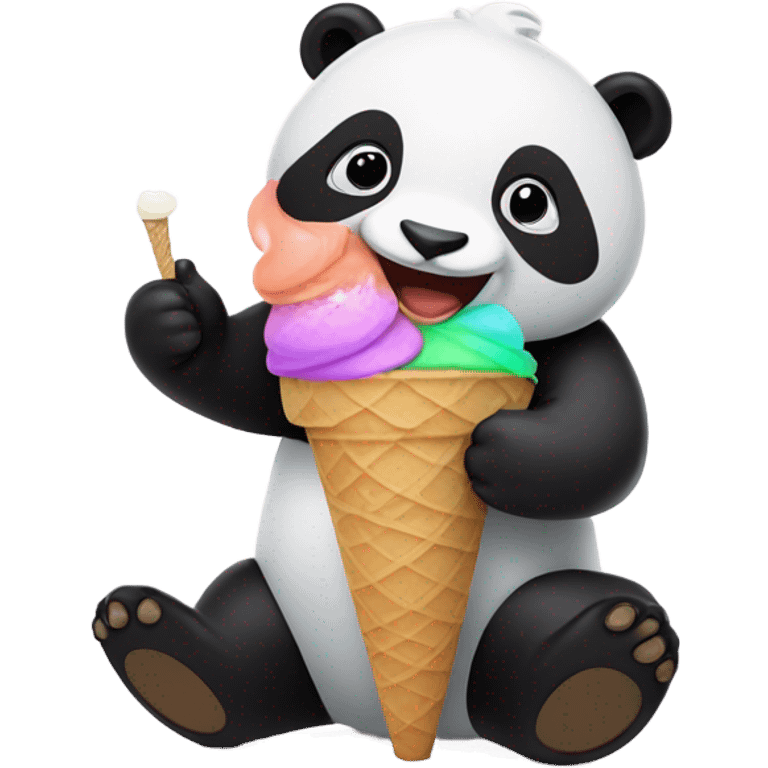 Panda eating ice cream emoji