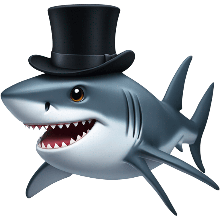 Shark with a top hat emoji