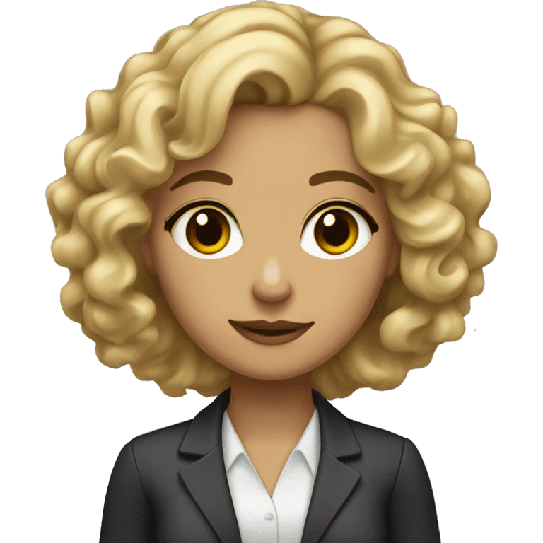 curly blonde lawyer girl soft skin tones and clear brown eyes emoji