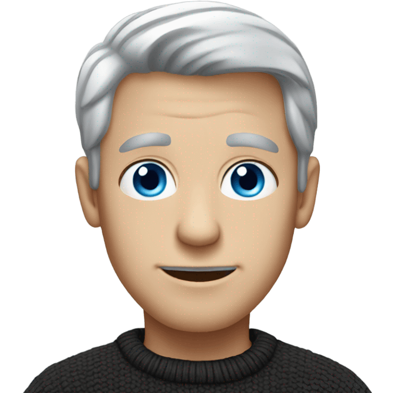 A guy with blue eyes and grey hair who is wearing a black sweater emoji