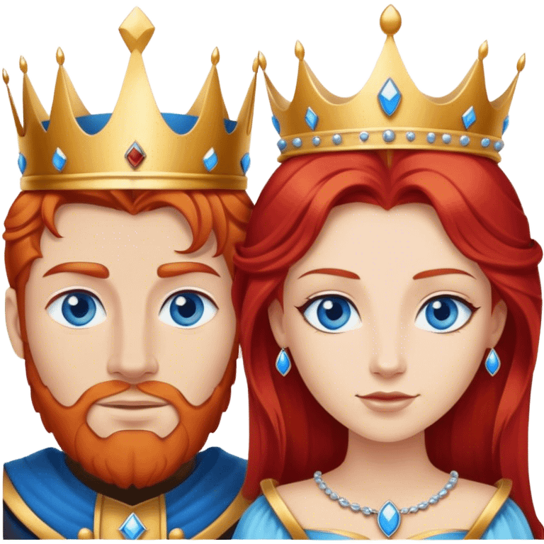 Red hair king, blonde queen, blue eyes emoji