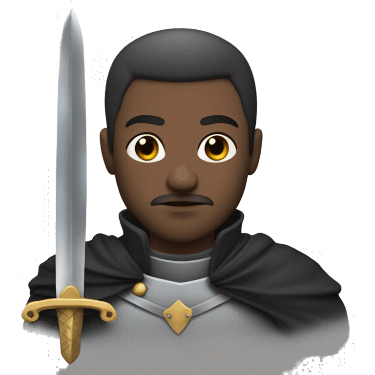 serious man with gray eyes with sword, its knight, he has scar on his lips emoji