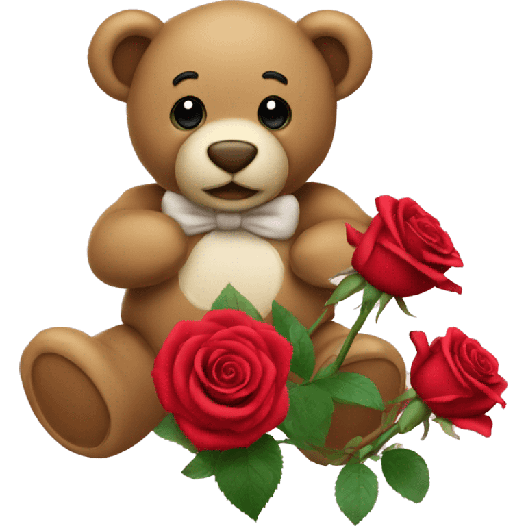 Roses with teddy emoji