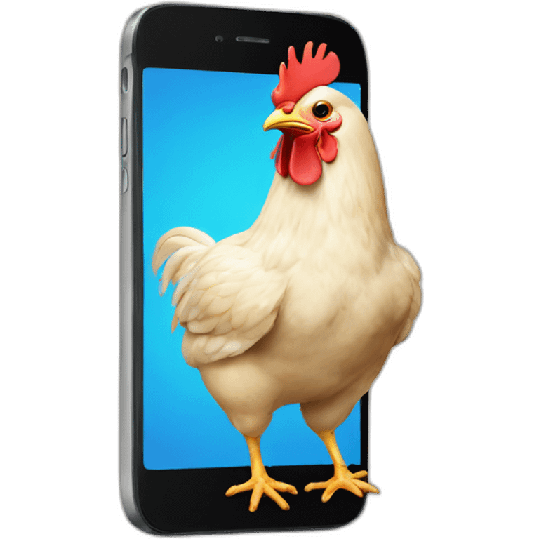 chicken with a phone emoji