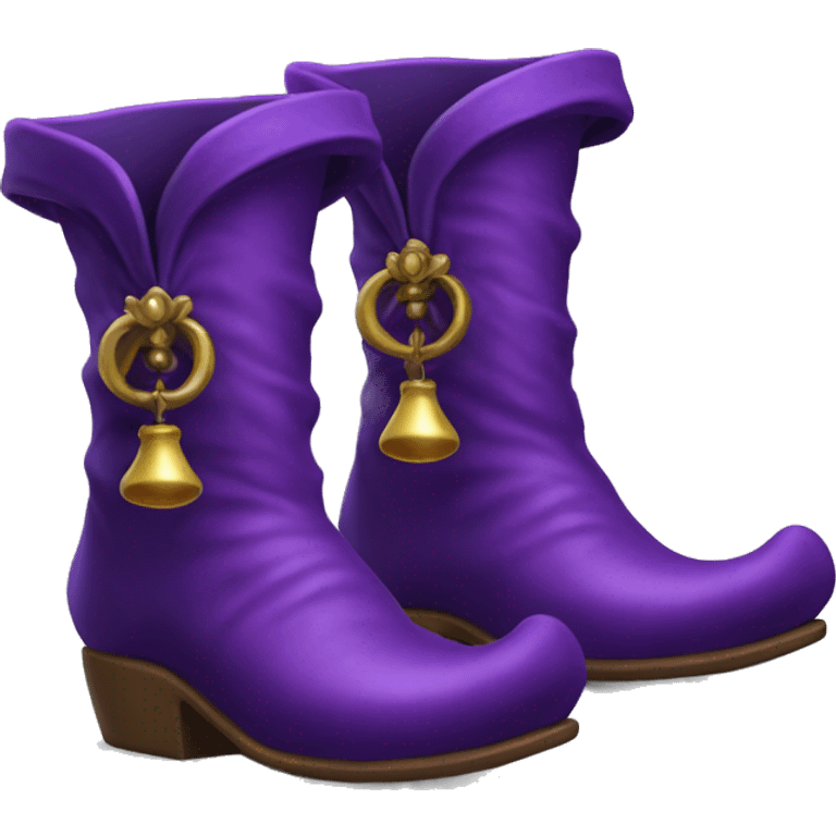 Realistic isolated royal purple elf boots with bells. emoji