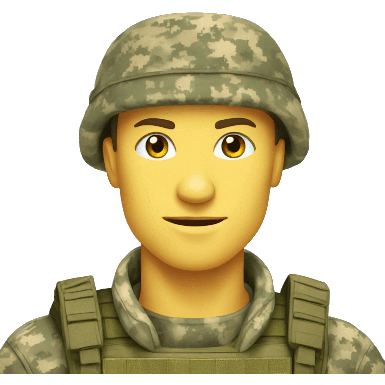 Ukrainian soldier, in camouflage pixel uniformhappy soldier in camouflage emoji