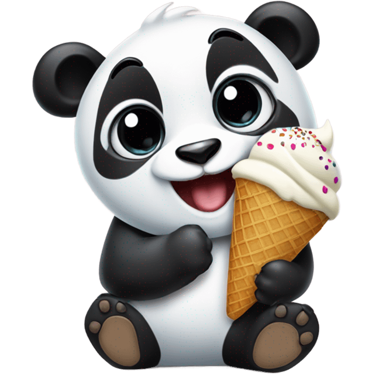 Panda eating ice cream emoji