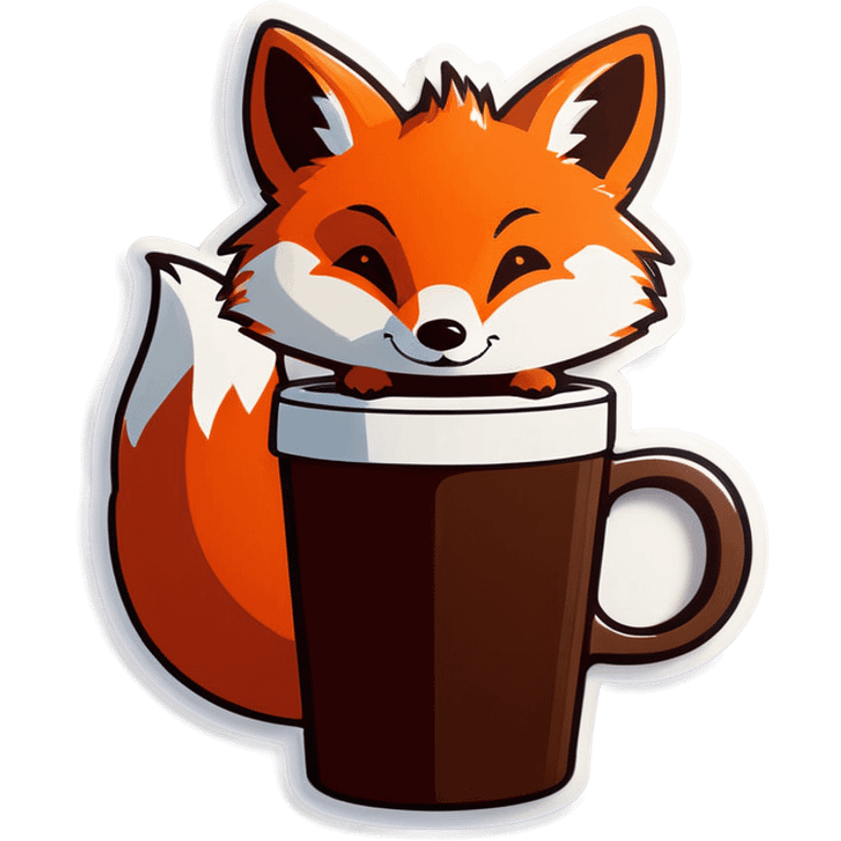 Tiny fox drink coffee emoji