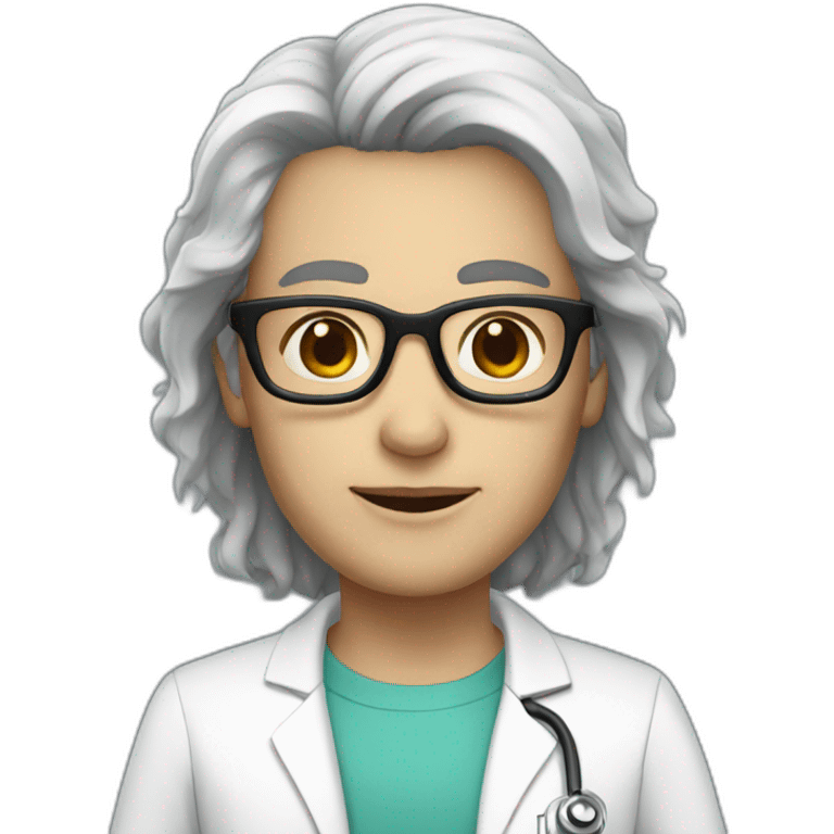 AI white doctor dark hair and glasses emoji