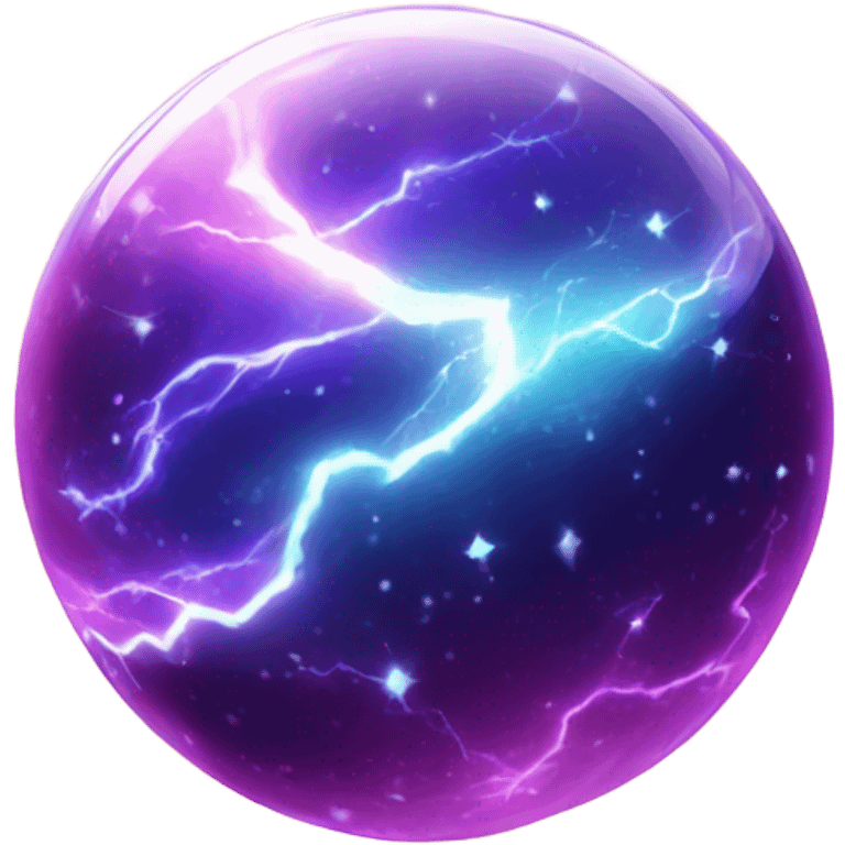 crystal magic ball with lightning galaxy emoji