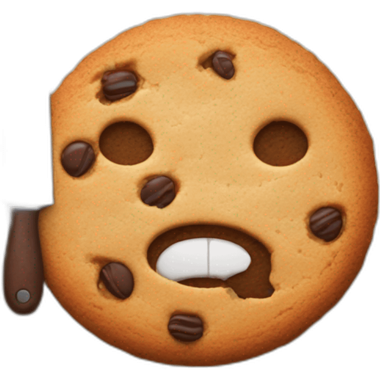 A cookie with a knife in his hand emoji