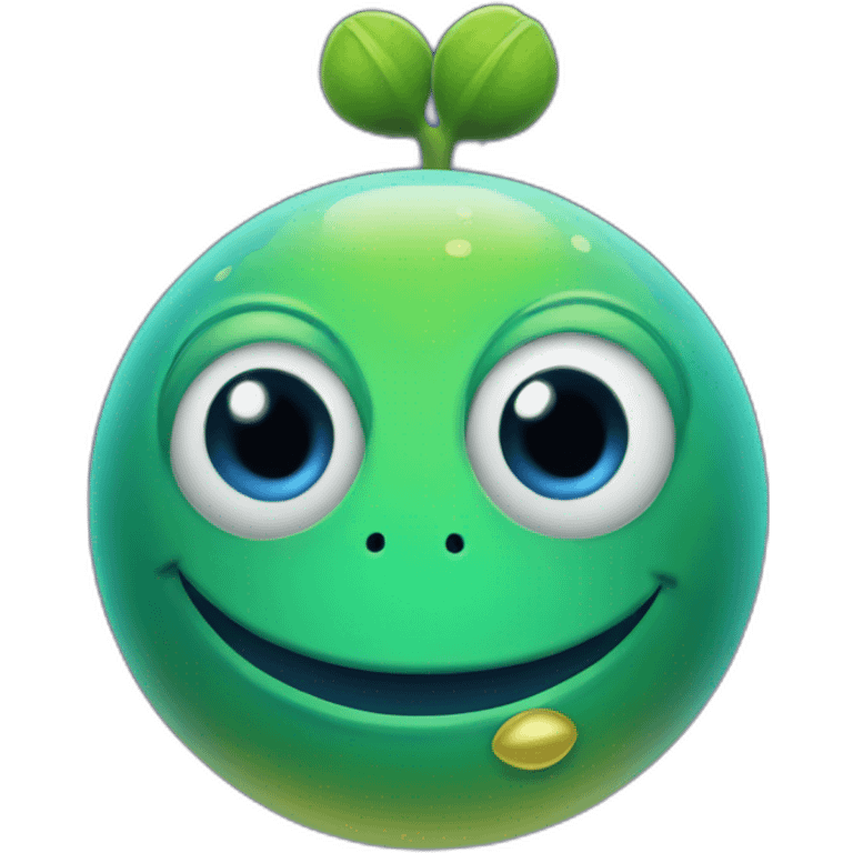 planet Venus with a cartoon smirking frog face emoji