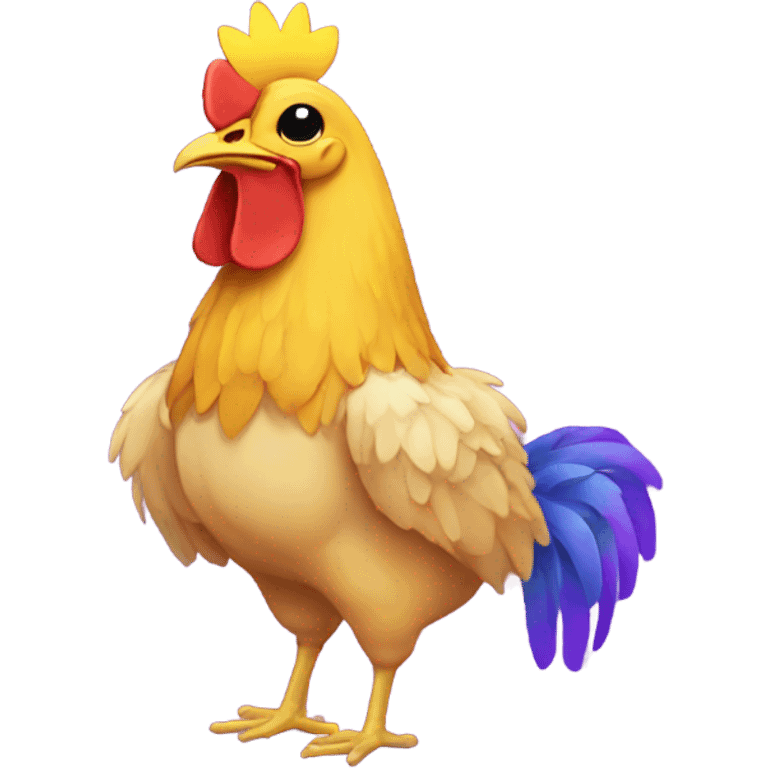 Chicken with Purple Heart holding a sunflower emoji