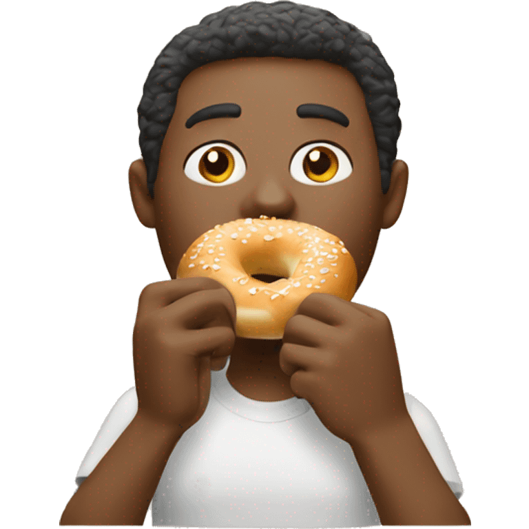 Man eating a bagel with cream cheese  emoji