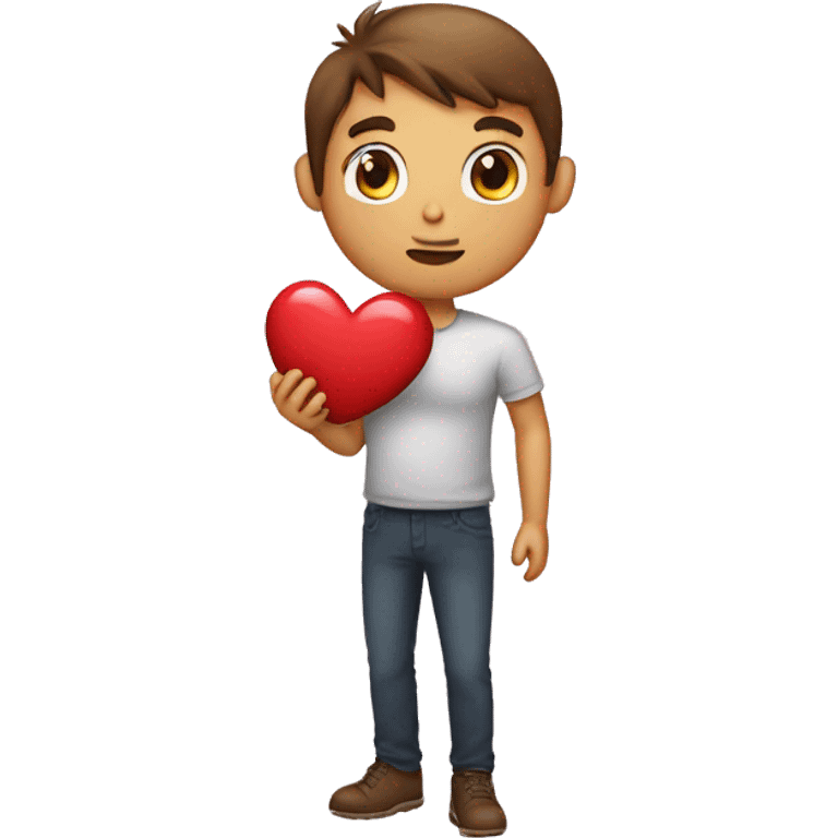 Men holding heart and say sorry to gf emoji