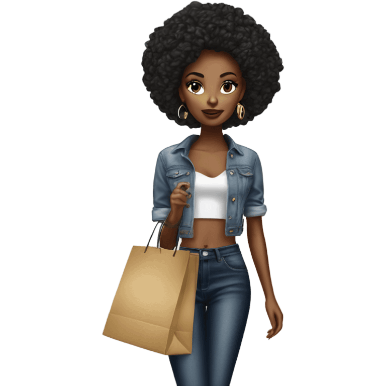 Hyper Realistic beautiful high fashion model shopping  emoji