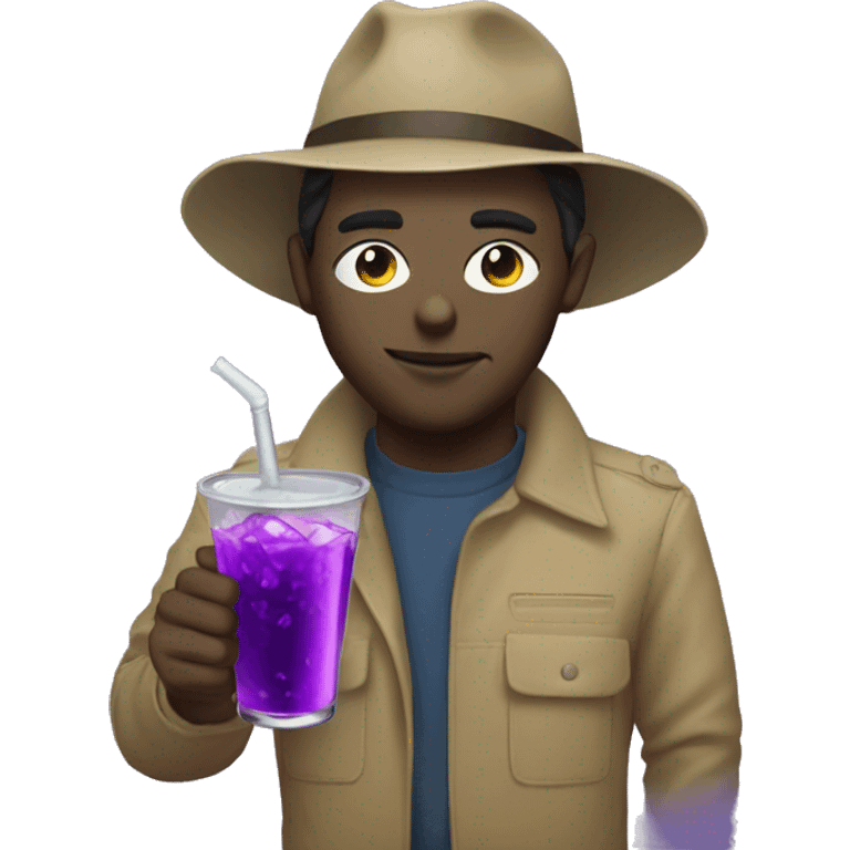 telegram guy with purple drink and drea emoji