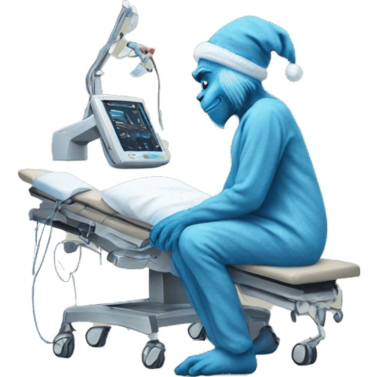 Blue grinch getting knee surgery emoji