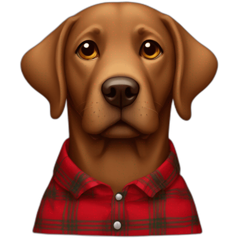 Brown lab Dog in a red tartan shirt emoji