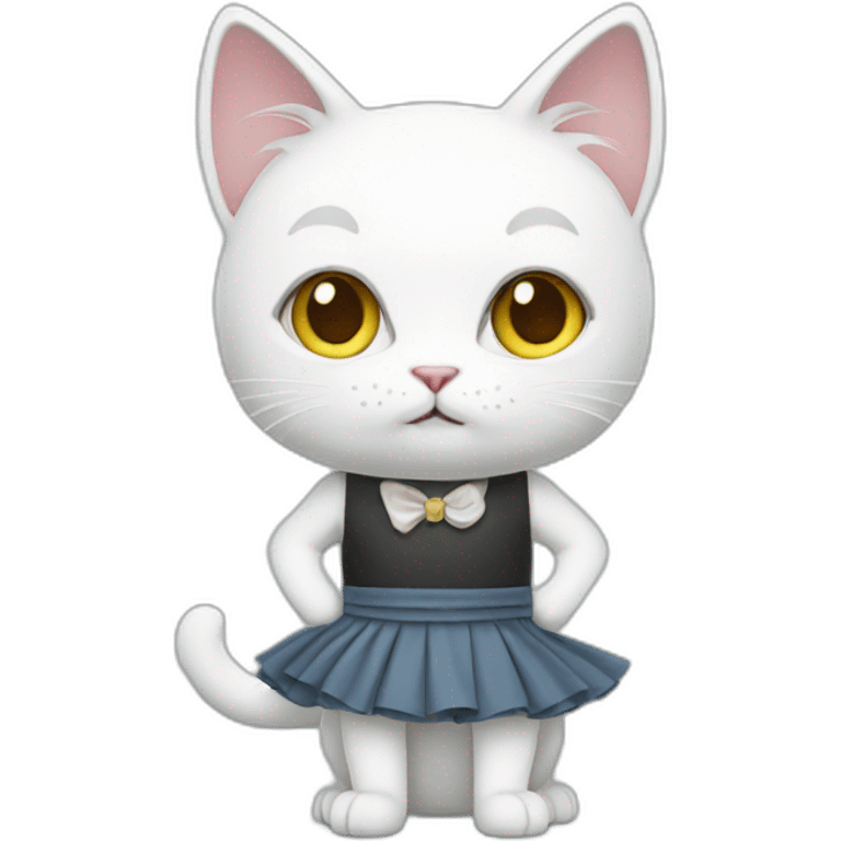 white cat in skirt emoji