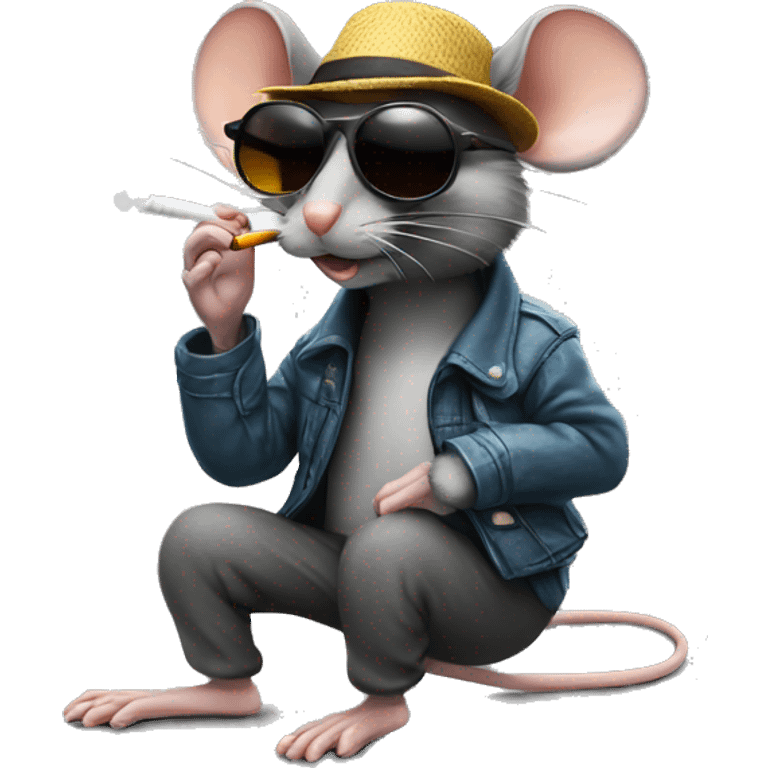 Mouse smoking a cigarette and wearing sunglasses emoji