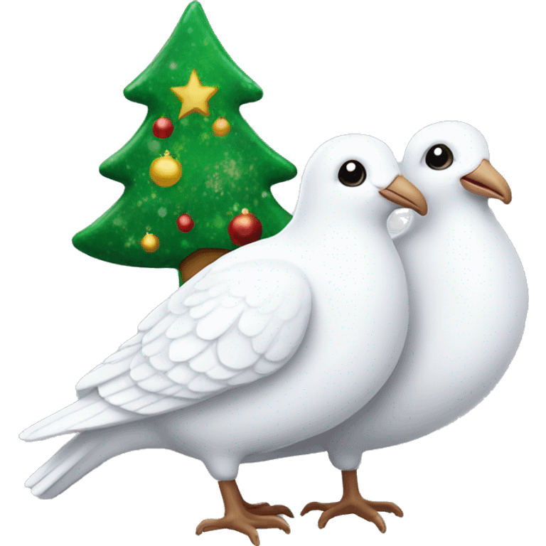 two white doves Christmas tree toy emoji