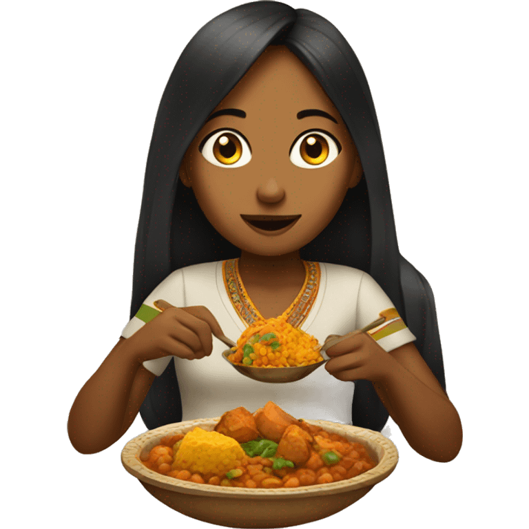 Girl eating Indian food emoji