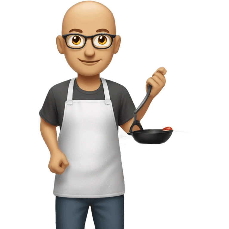 Bald man cooking emoji