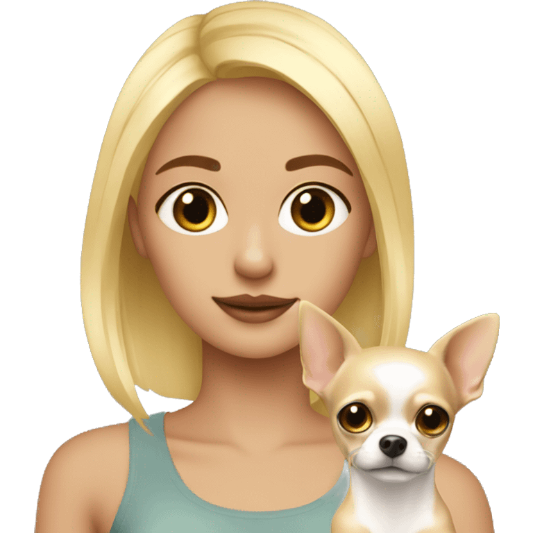 Blonde girl with Chihuahua ￼ emoji