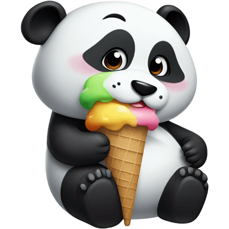 Panda eating ice cream emoji