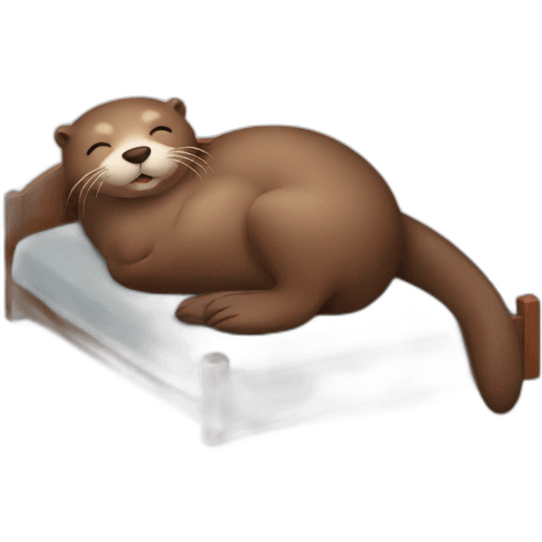 Otter sleeping on the bed emoji