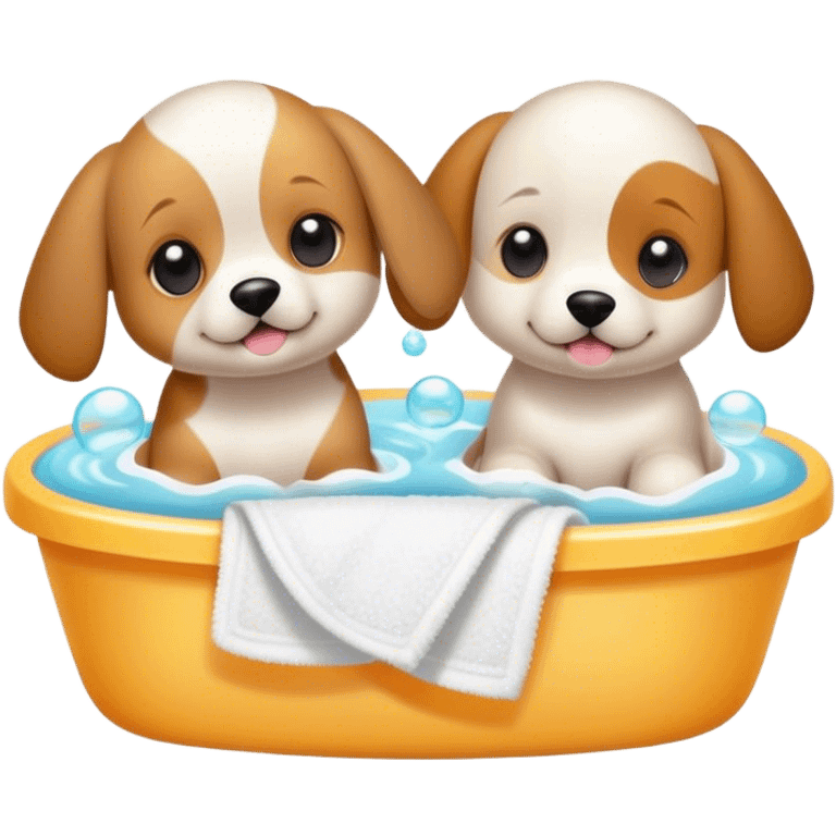 Baby spa day and puppies  emoji