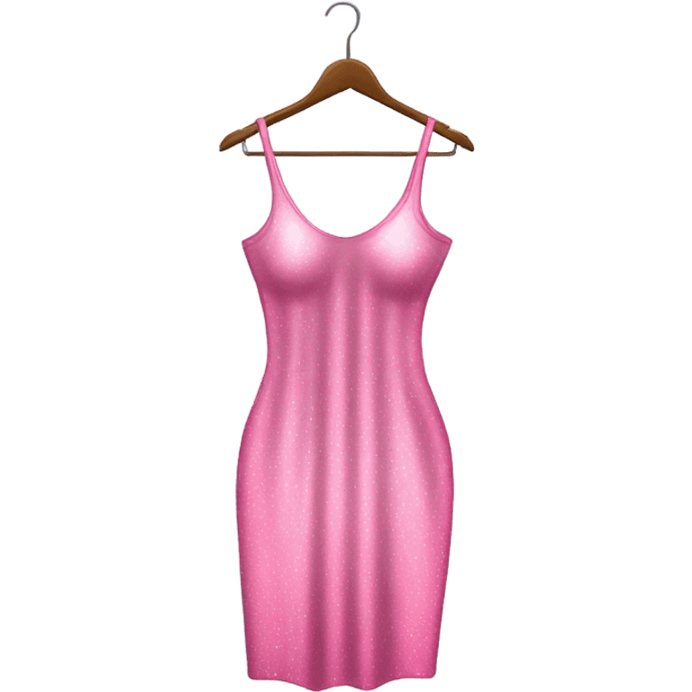 sparkly pink long bodycon dress on hanger emoji