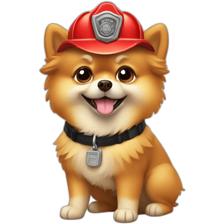 Pomeranian fireman emoji