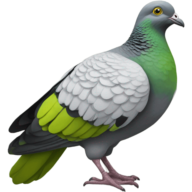 Realistic indian pigeon: yellow-green emoji