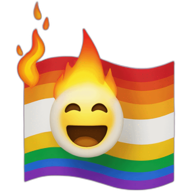 lgbt flag with fire background emoji