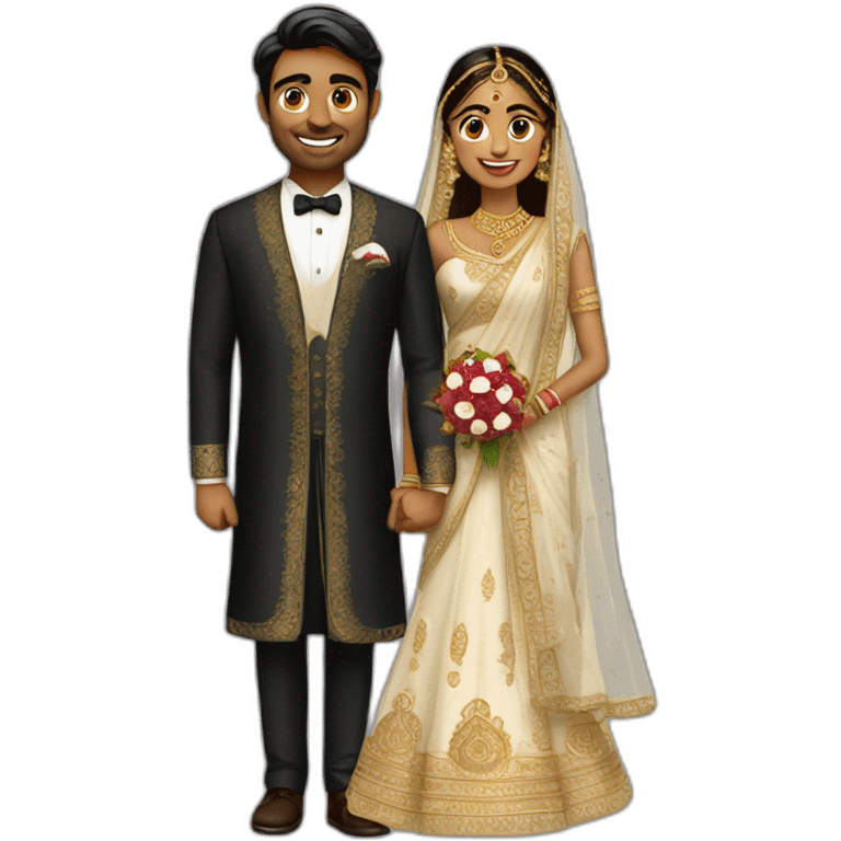 indian bride and tall groom emoji