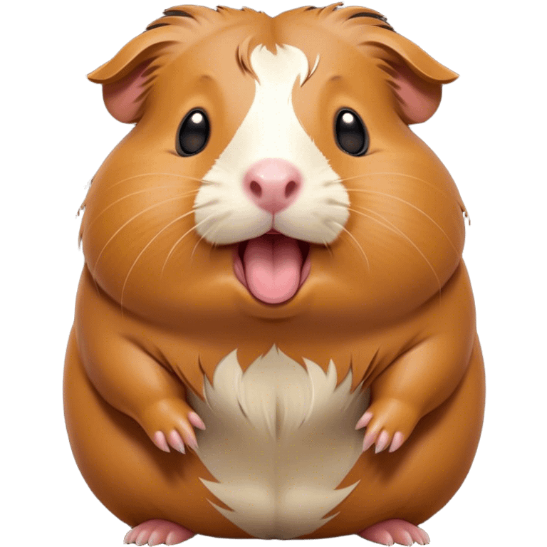 Cinematic Cute Yawning Brown Guinea Pig Portrait Emoji, Head tilted slightly with a dramatic, wide-open yawn, revealing a soft brown coat and tiny, droopy ears, round dark eyes barely open in drowsy contentment, Simplified yet irresistibly adorable features, highly detailed, glowing with a soft, cozy glow, high shine, relaxed yet expressive, stylized with a touch of whimsy, bright and endearing, soft glowing outline, capturing the essence of a sleepy yet affectionate guinea pig, so drowsy it feels like it could stretch out of the screen and curl up for a nap! emoji