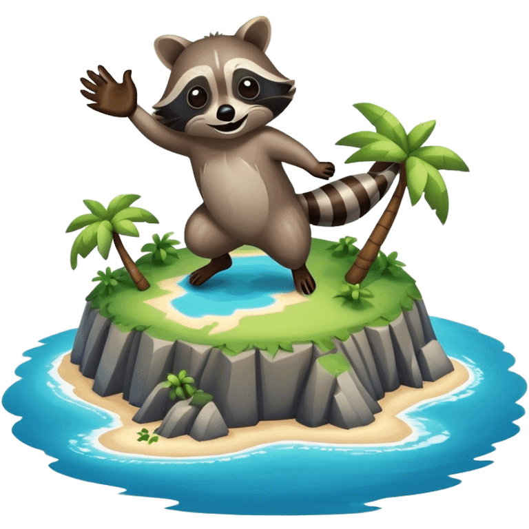 Raccoon flying over island emoji